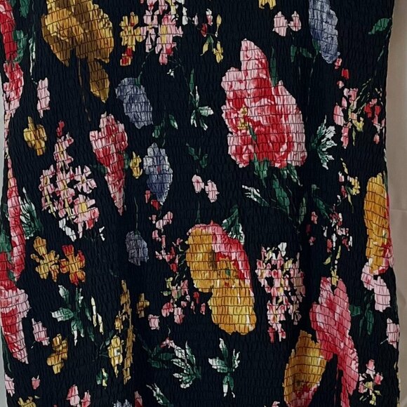 Pretty Garden Woman's Black Summer Floral Midi Smocked Bodycon Dress Sz XL - Picture 7 of 9